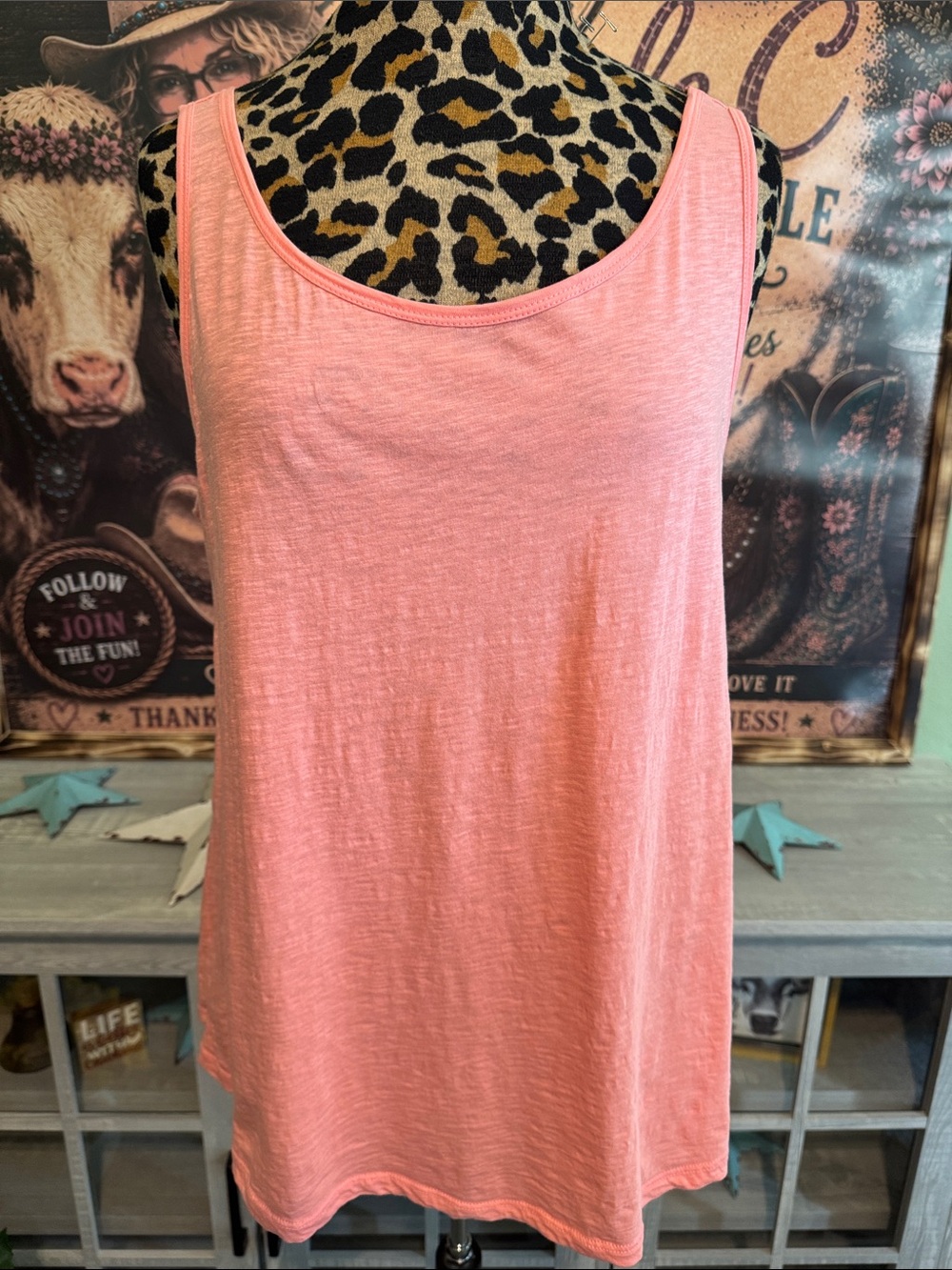 Crown & Ivy Classic Sleeveless Tank Top - Coral Pink Sz Large